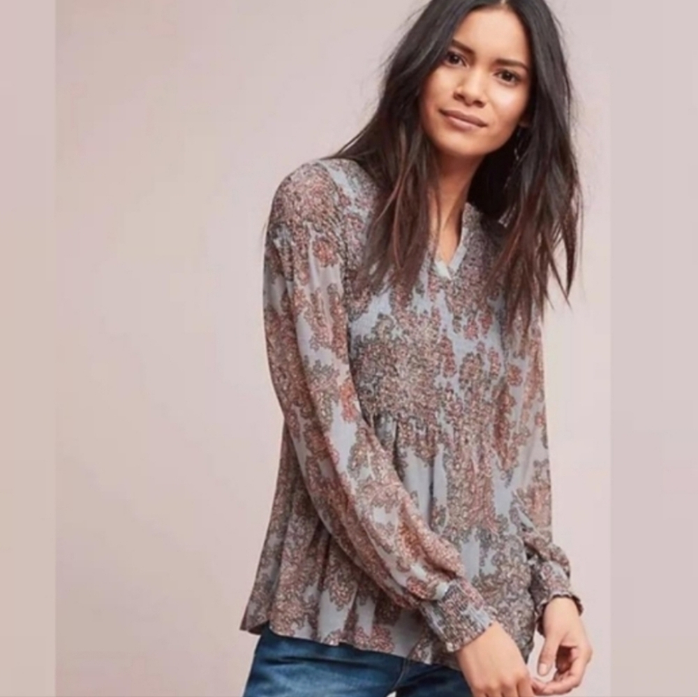 Anthropologie Akemi + Kin Adria Smocked Blouse